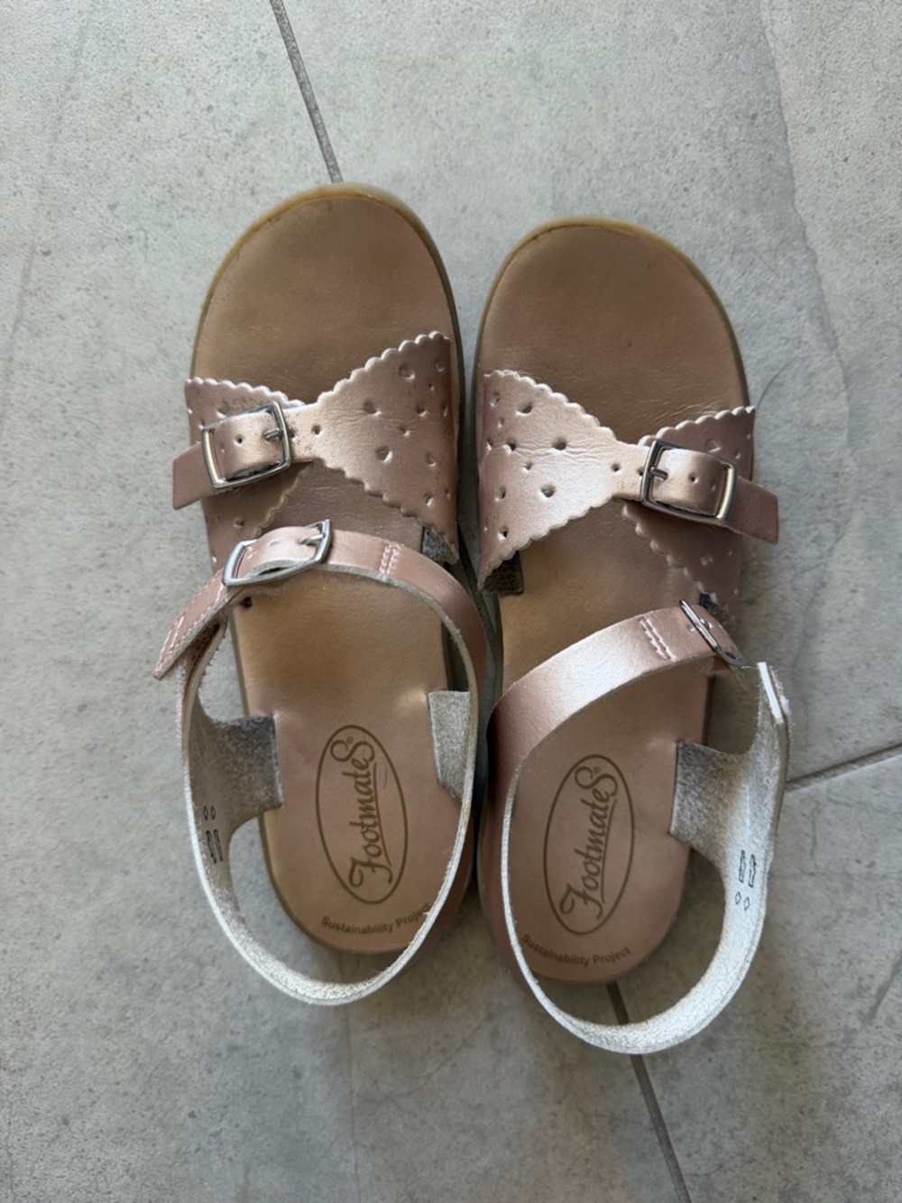 FootMates Rose Gold Girls' Buckle Strap Sandals